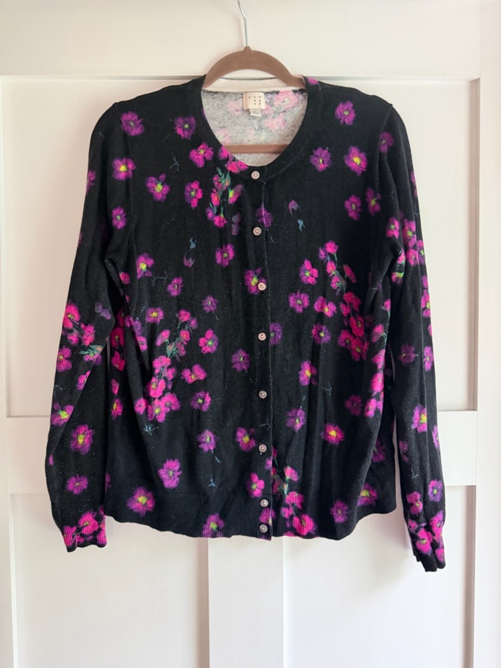 A new day button up cardigan with flowers